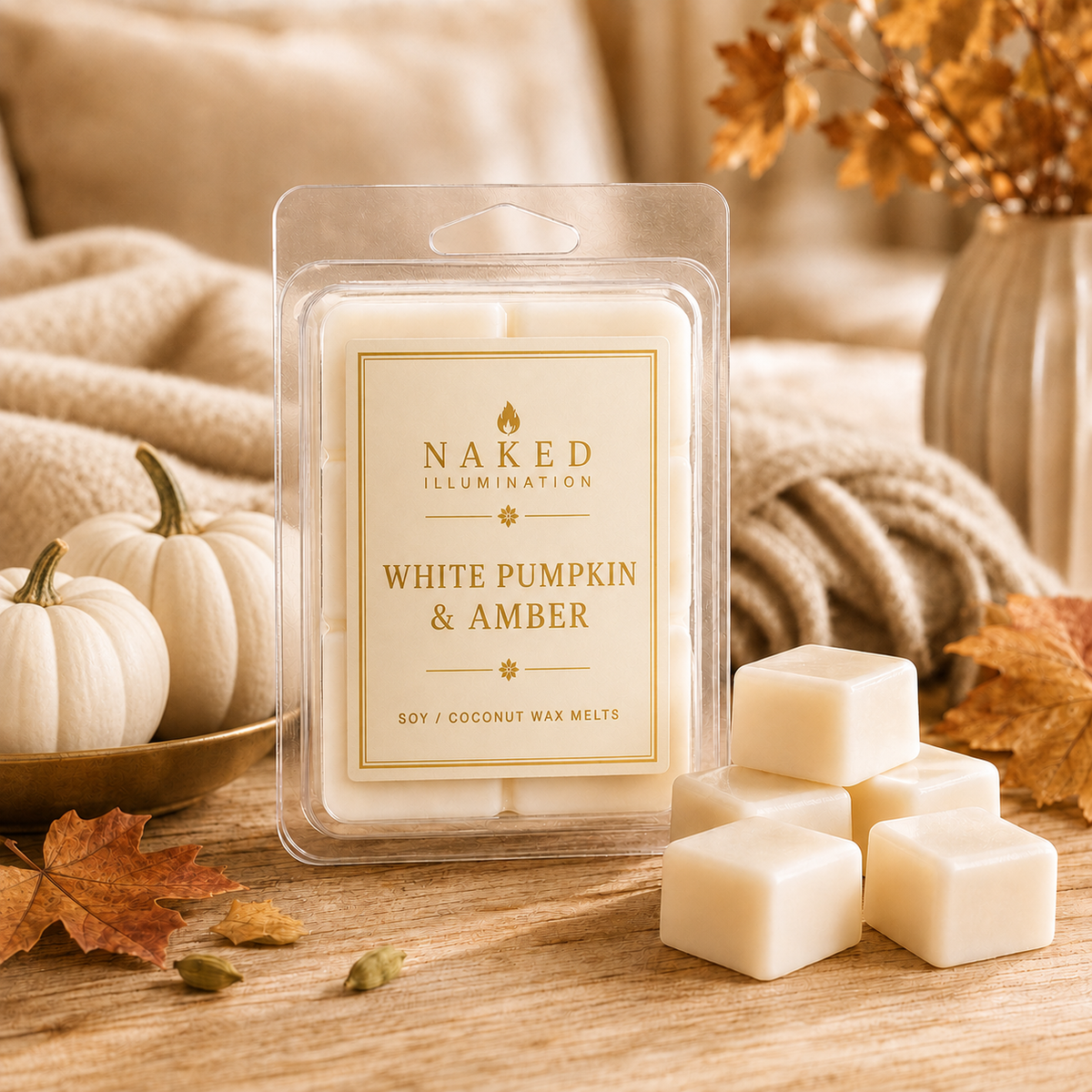 White Pumpkin & Amber Soy Coconut Wax Melts | Cozy Fall Fragrance