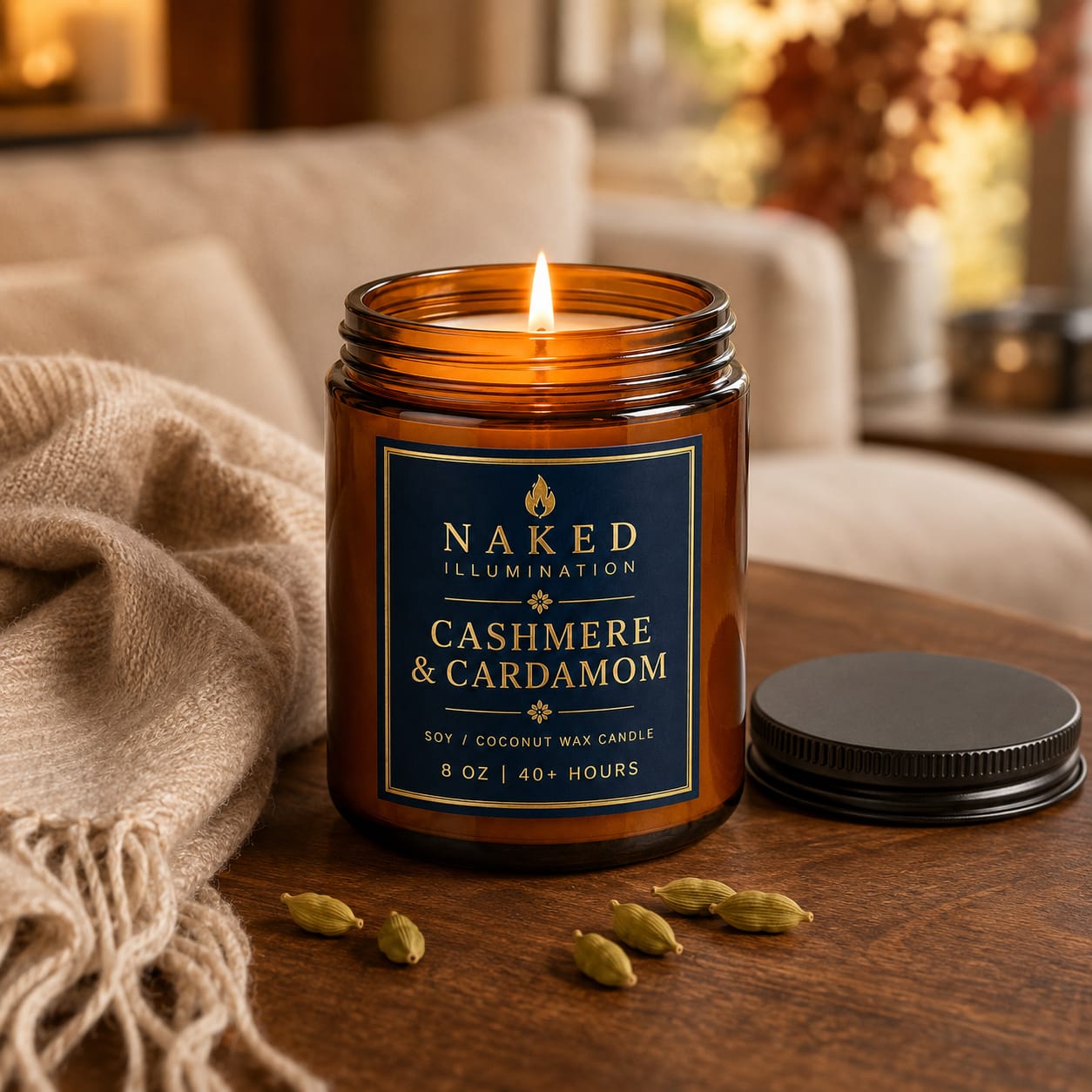 Cashmere & Cardamom Luxury Soy Coconut Wax Candle – 8 oz
