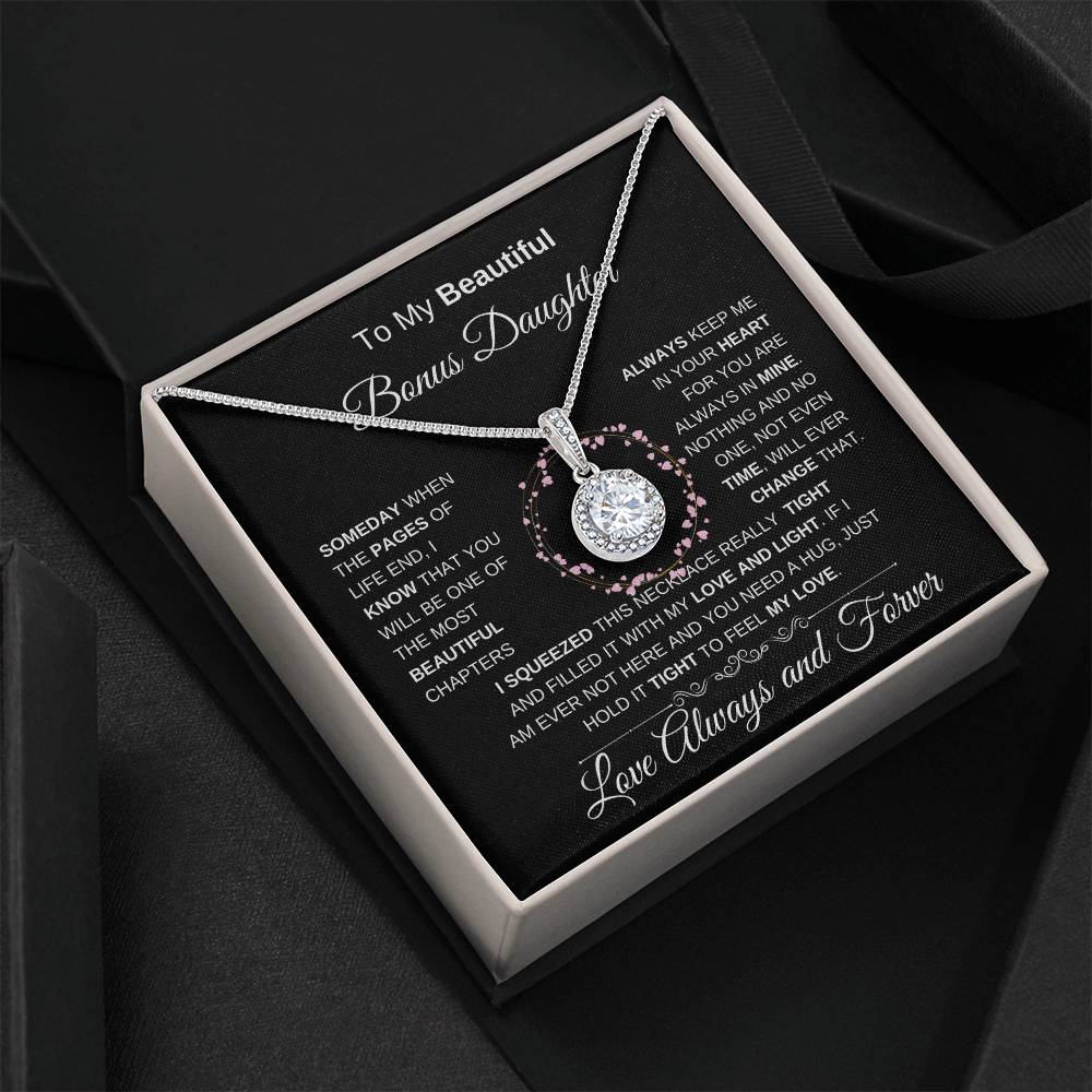 To My Beautiful Bonus Daughter Eternal Hope Necklace I BW