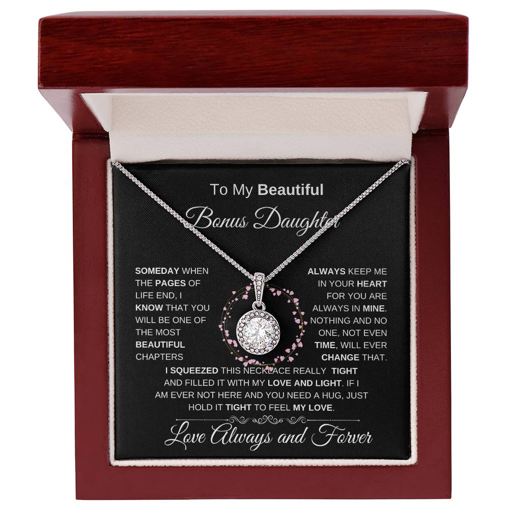 To My Beautiful Bonus Daughter Eternal Hope Necklace I BW