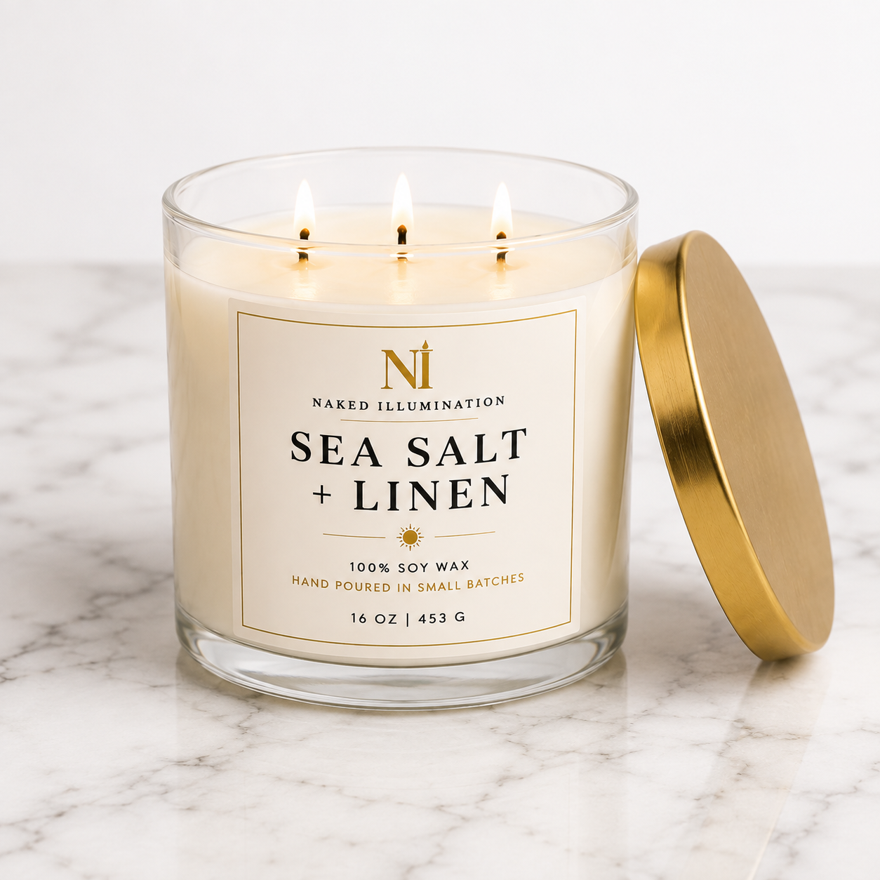Sea Salt + Linen | Fresh Luxury Soy Candle