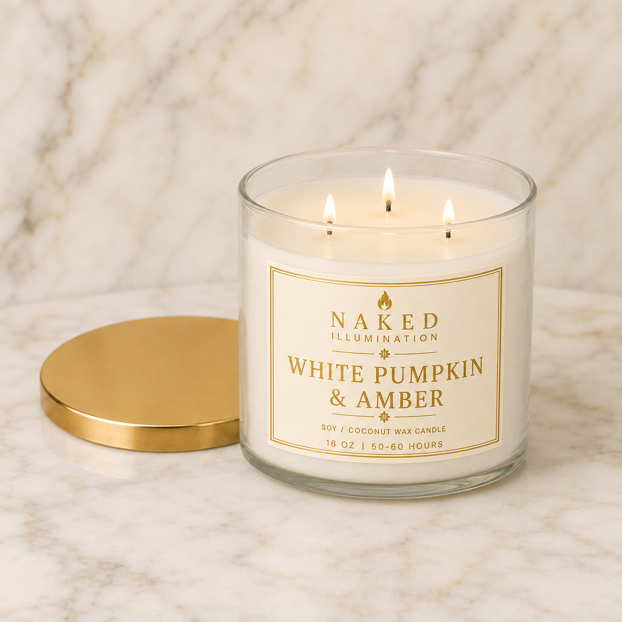 White Pumpkin & Amber Luxury Soy Coconut Wax Candle - 16oz