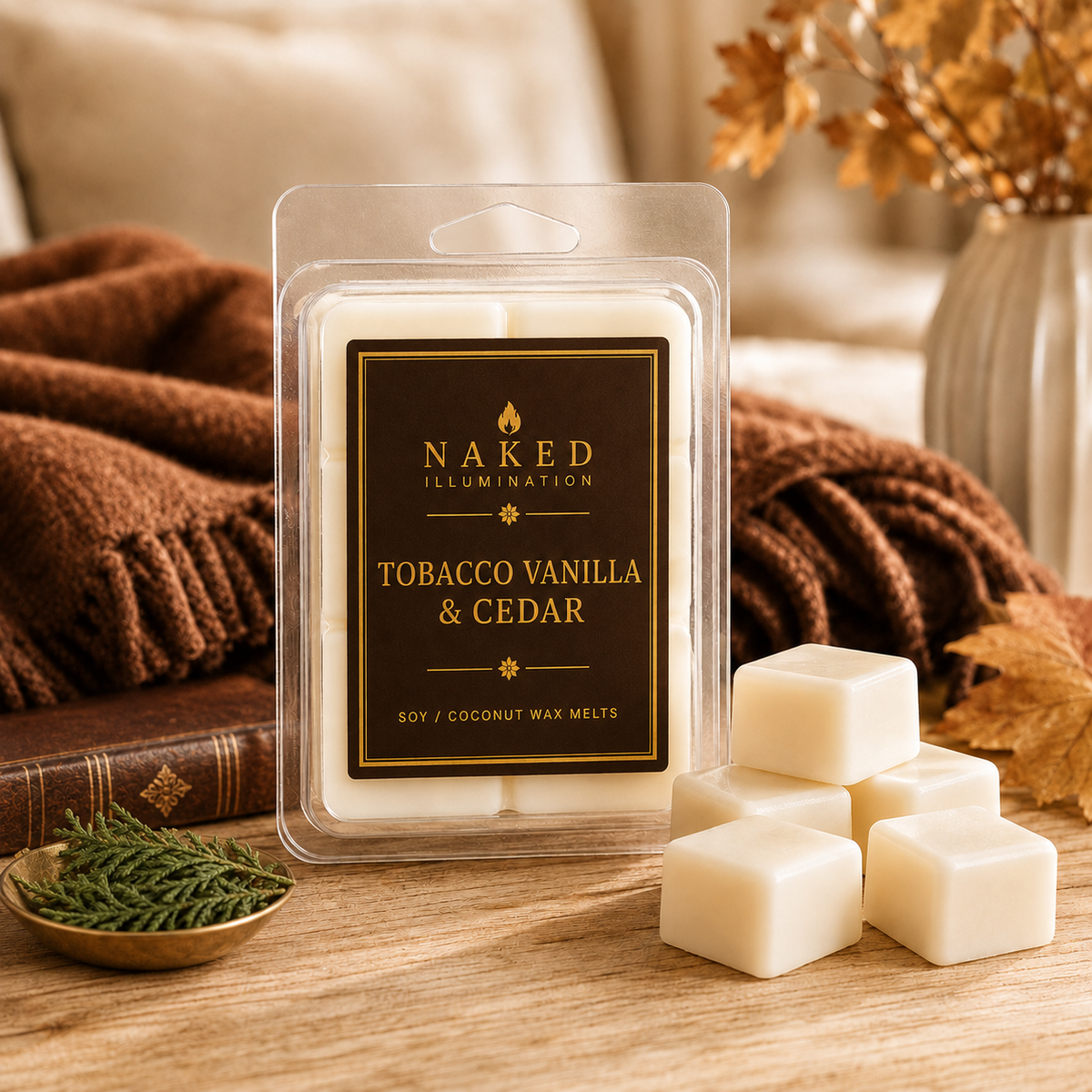 Tobacco Vanilla & Cedar Soy Coconut Wax Melts | Warm Woodsy Fragrance