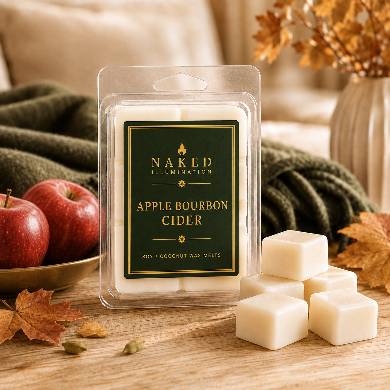 Apple Bourbon Cider Soy Coconut Wax Melts | Warm Fall Scent