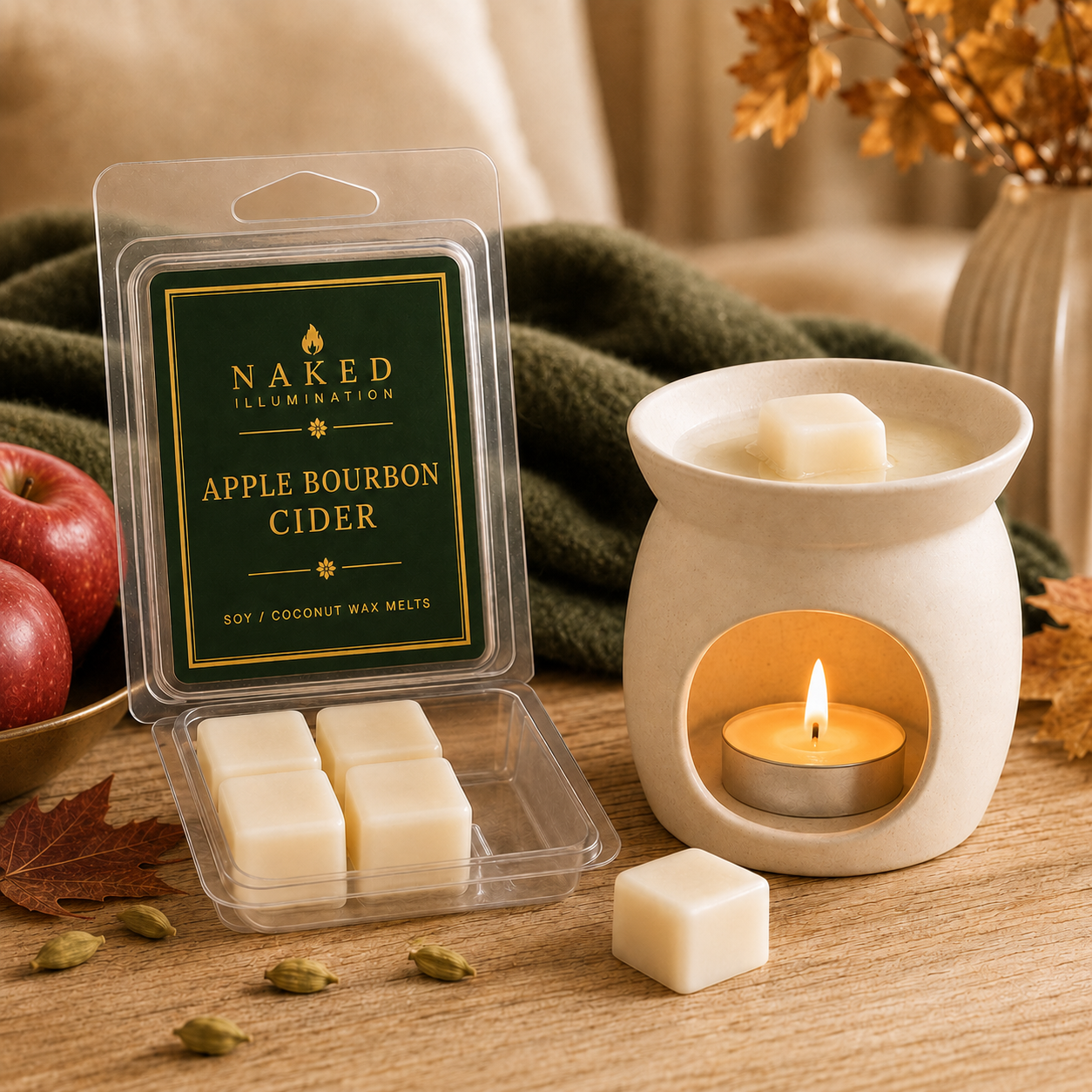 Apple Bourbon Cider Soy Coconut Wax Melts | Warm Fall Scent