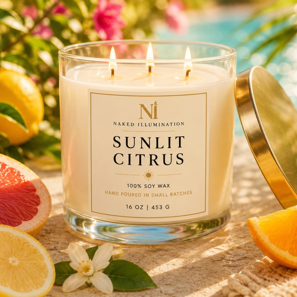 Sunlit Citrus | 16 oz Luxury Soy Candle | Triple Wick Summer Candle