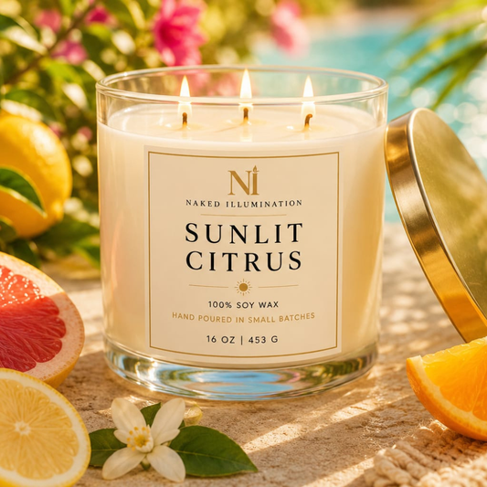 Sunlit Citrus | 16 oz Luxury Soy Candle | Triple Wick Summer Candle