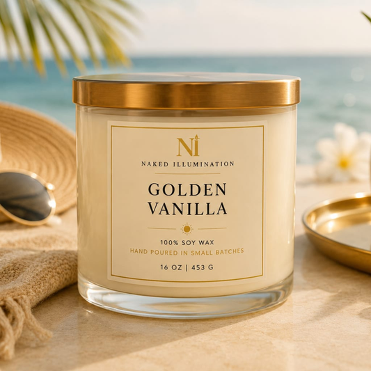 Golden Vanilla | 16 oz Luxury Soy Candle | Triple Wick Vanilla Candle