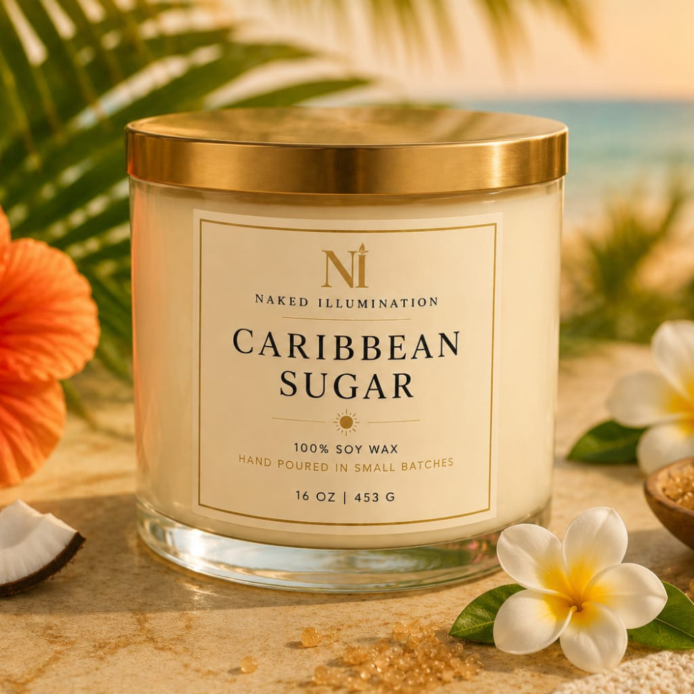 Caribbean Sugar | 16 oz Luxury Soy Candle | Triple Wick Tropical Candle