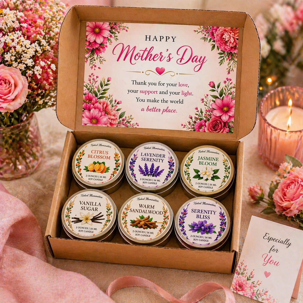 Mother’s Day Discovery Candle Box – 6 Mini Soy Candles | Hand-Poured Gift Set