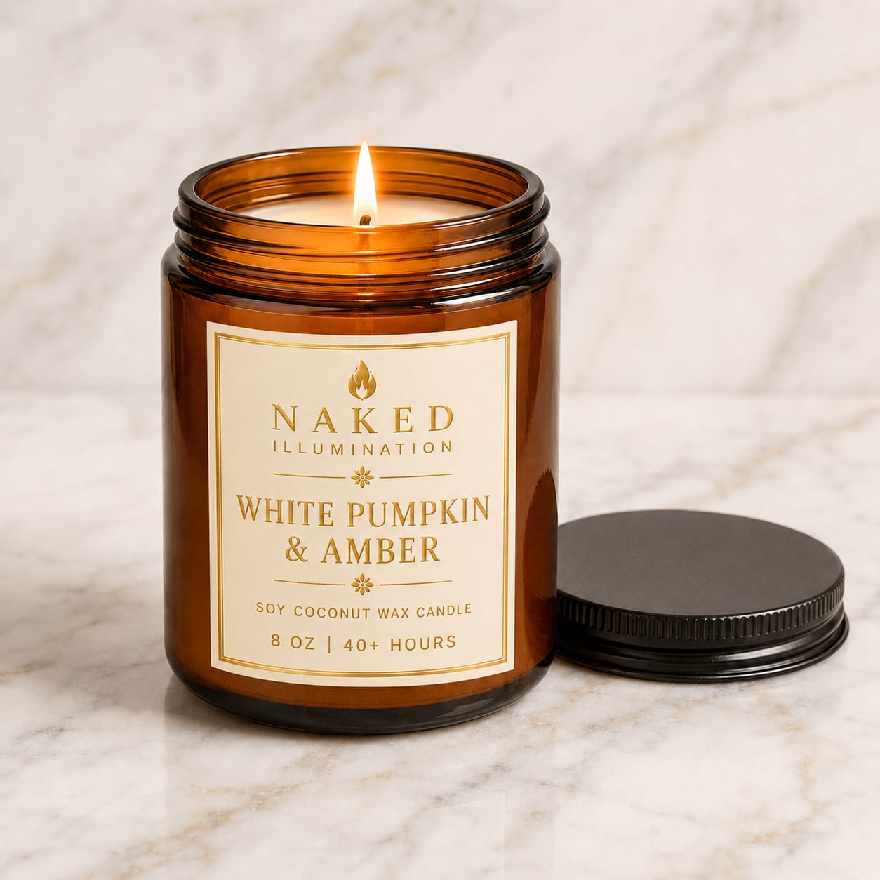 White Pumpkin & Amber Luxury Soy Coconut Wax Candle - 8oz