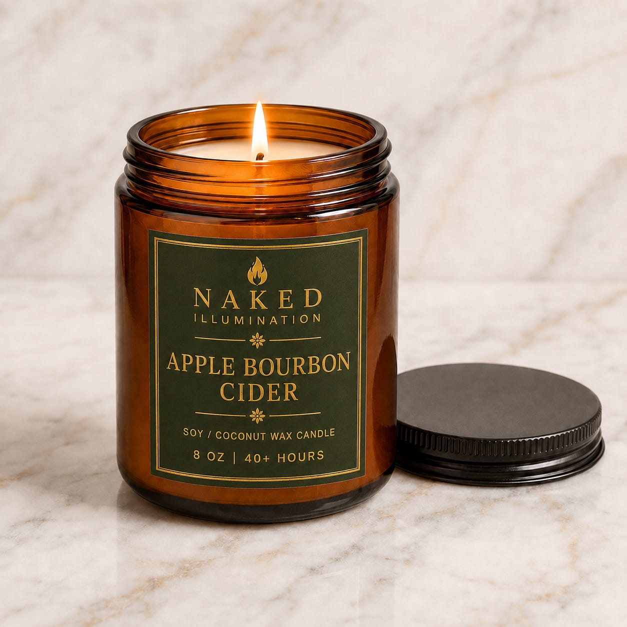Apple Bourbon Cider Luxury Soy Coconut Wax Candle - 8oz