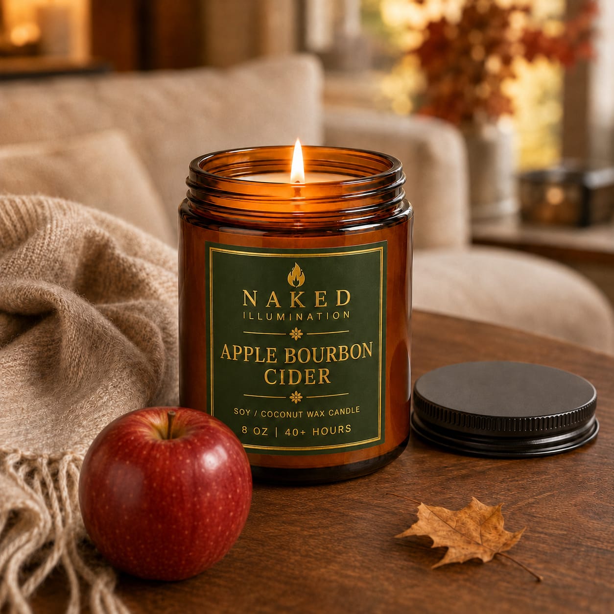 Apple Bourbon Cider Luxury Soy Coconut Wax Candle - 8oz