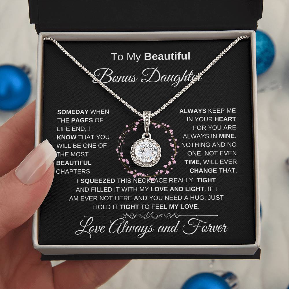 To My Beautiful Bonus Daughter Eternal Hope Necklace I BW