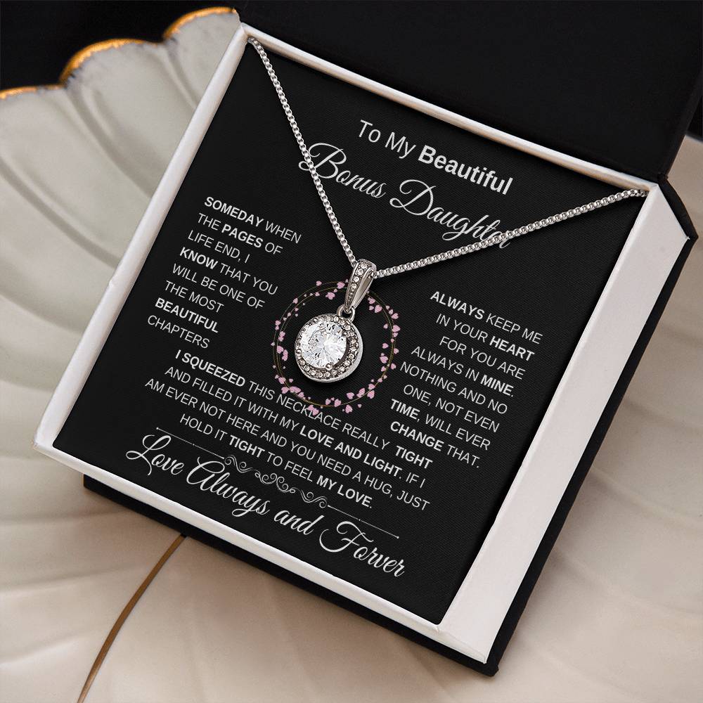 To My Beautiful Bonus Daughter Eternal Hope Necklace I BW