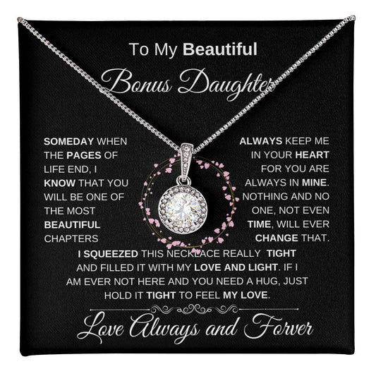 To My Beautiful Bonus Daughter Eternal Hope Necklace I BW