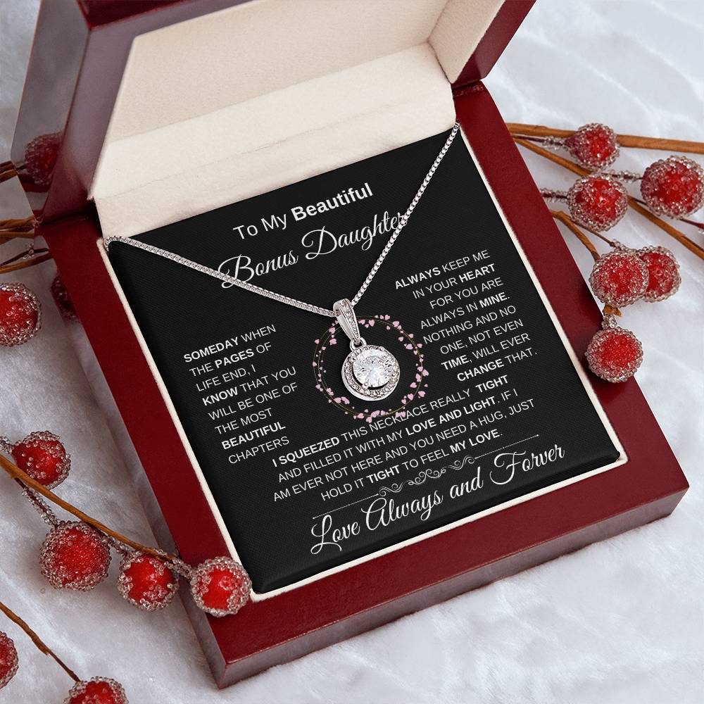 To My Beautiful Bonus Daughter Eternal Hope Necklace I BW