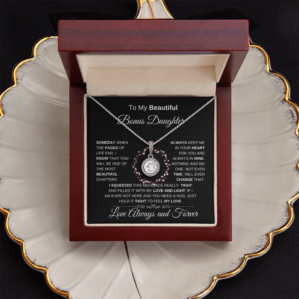 To My Beautiful Bonus Daughter Eternal Hope Necklace I BW