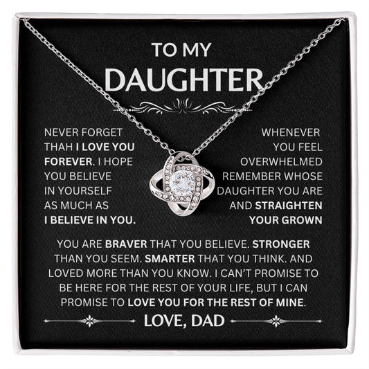 To My Daughter Love Knot Necklace